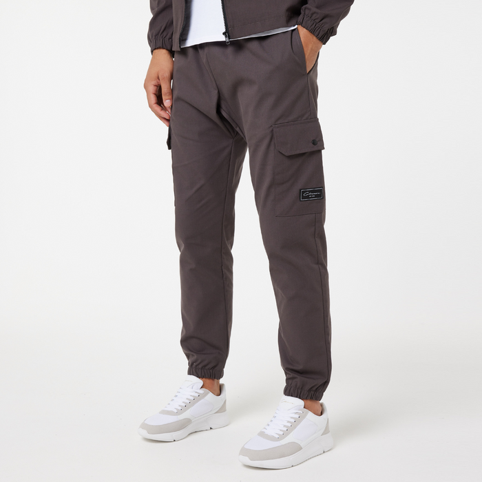 Men's  Washed Brown Utility Cargo Pant  Closure London  Front View