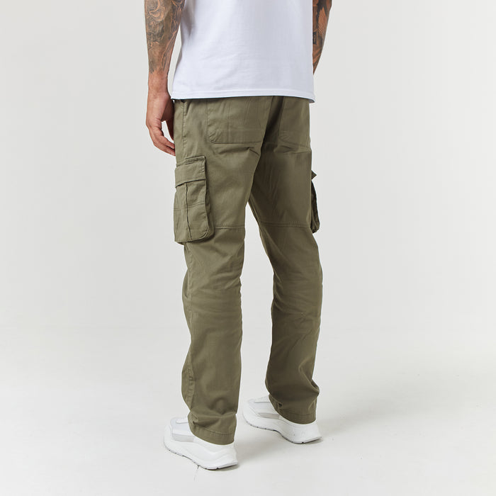 Khaki green cargo trousers straight leg