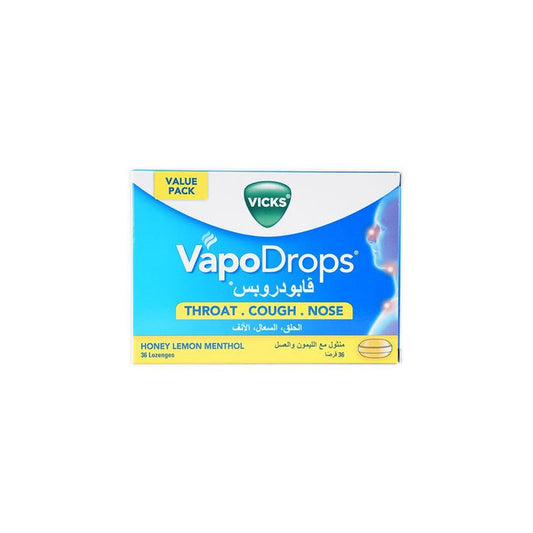 Vicks VapoDrops Honey Menthol Lozenges, 36x2.5g - Makkah Pharmacy
