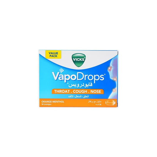 Vicks VapoDrops Orange Menthol Lozenges, 36x2.5g - Makkah Pharmacy