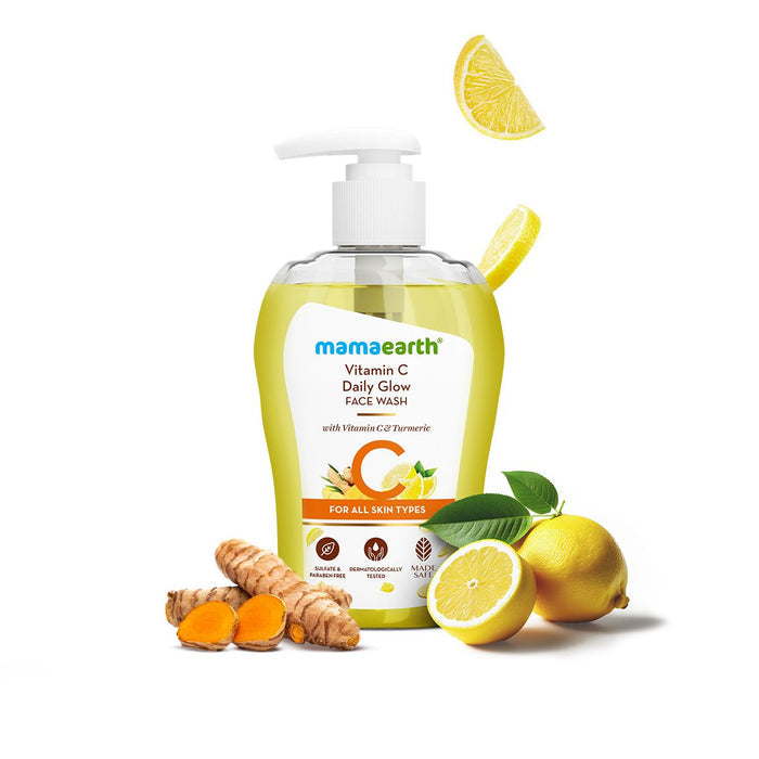 Vitamin C face wash 250ml pump bottle turmeric lemon