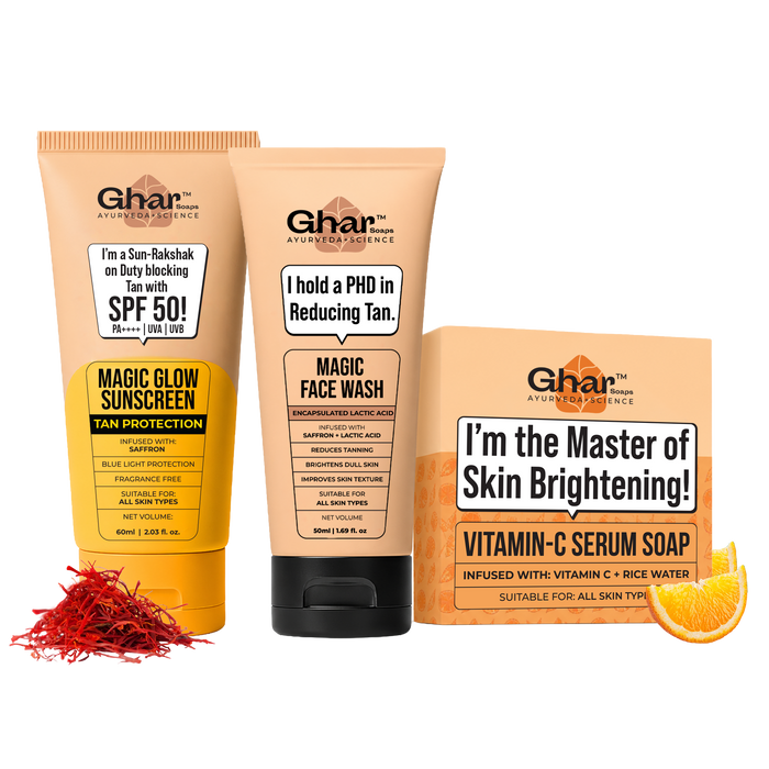 Vitamin c soap + Magic face wash 50ml + sunscreen 60ml  Combo