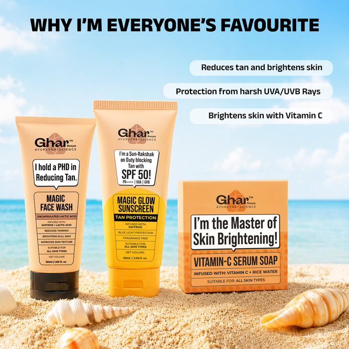 Vitamin c soap + Magic face wash 50ml + sunscreen 60ml  Combo
