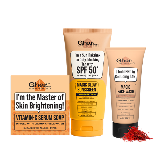 Vitamin c soap + Magic face wash 50ml + sunscreen 60ml  Combo