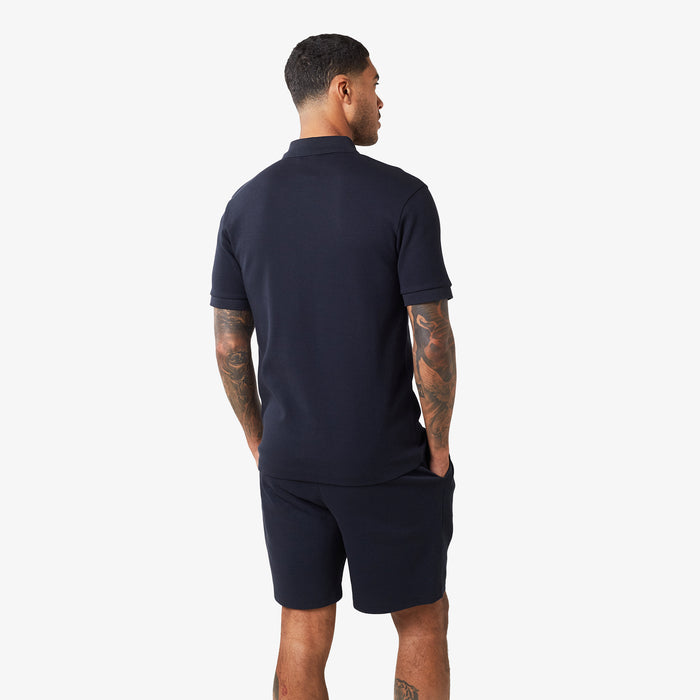 Waffle Knit Zip Polo | Dark Navy