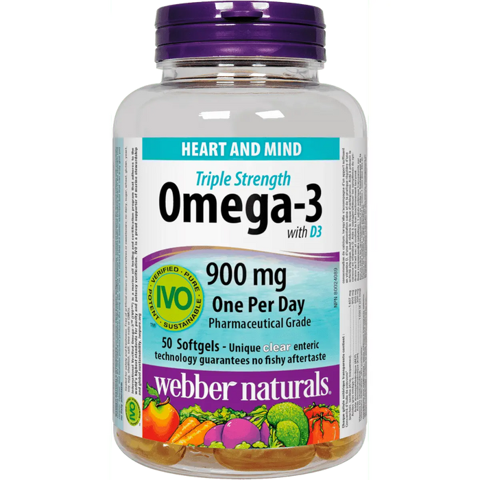 WEBBER NATURALS OMEGA 3 WITH D3 900MG SOFTGEL 50s Webber Naturals