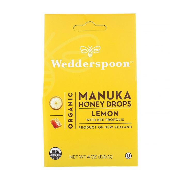 Wedderspoon Organic Manuka Honey Drops Lemon 120g 20's Wedderspoon