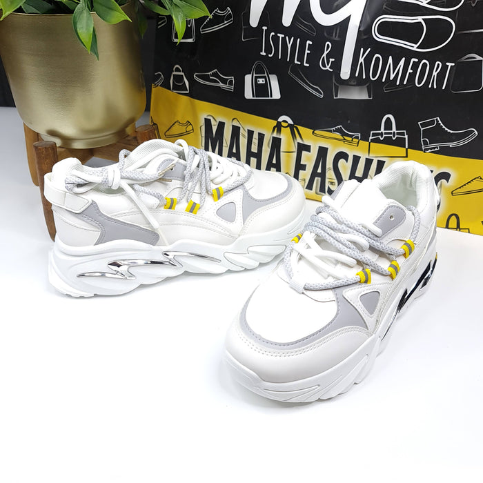 White Chunky Sneakers - Maha fashions -