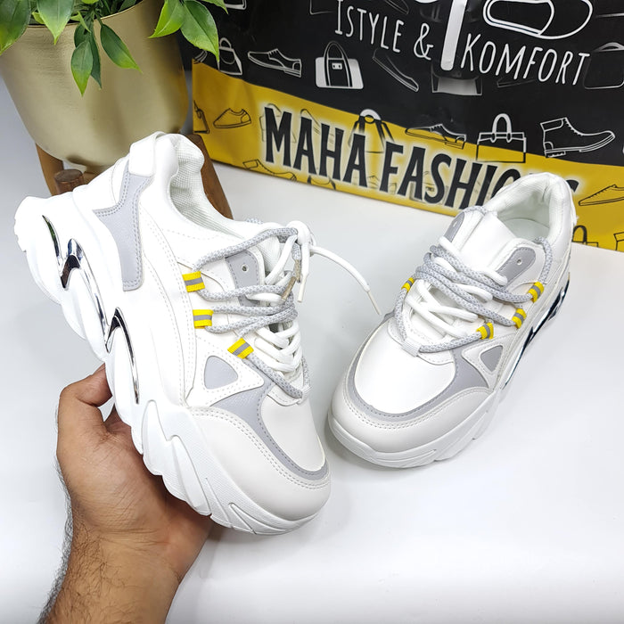 White Chunky Sneakers - Maha fashions -