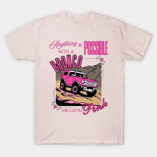 With A Bronco And Pink T-Shirt