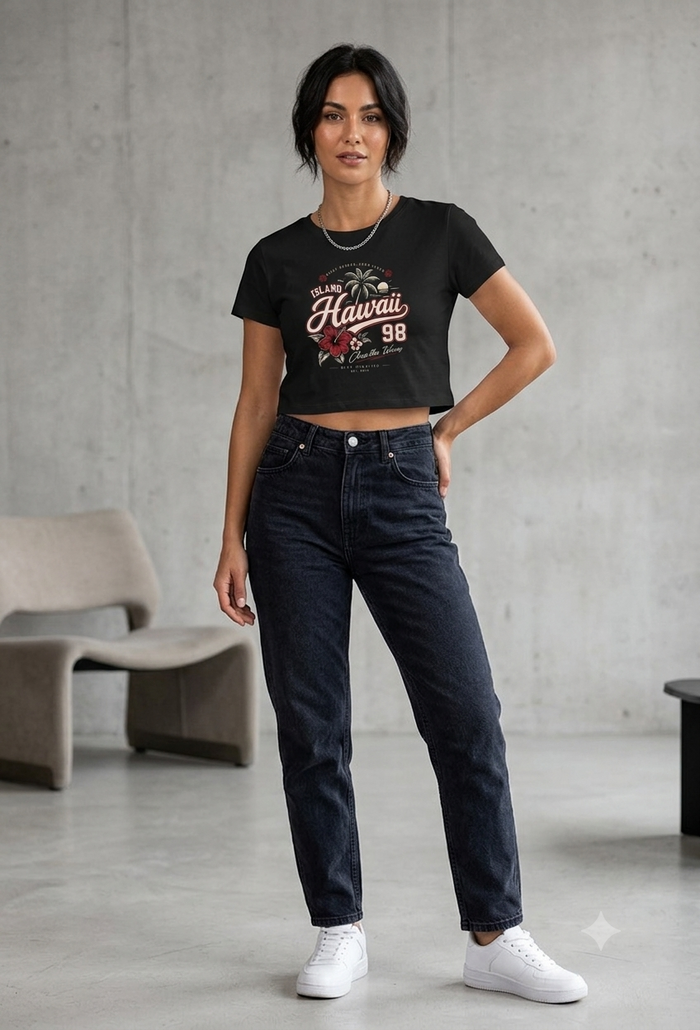 Women's Cotton Half-Sleeve Crop Top | ZEYRAVO product image