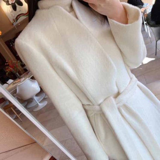 Womens Long Winter Coats Outfits Woolen Coatdress for Wedding Bride Wind-breaker