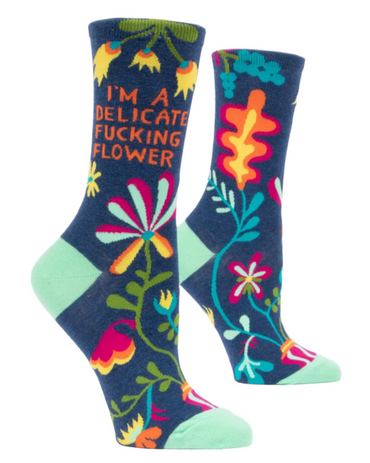 I'm A delicate fucking flower crew socks by Blue Q sold by Le Monkey House