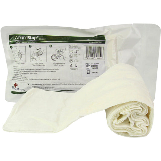 WoundStop Care 1+ Compression Trauma Dressing, Packaging and dressing