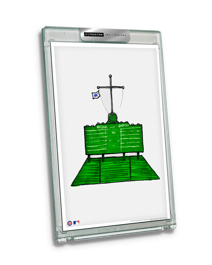 Wrigley Field Ink Sketch Limited Edition Art Slab