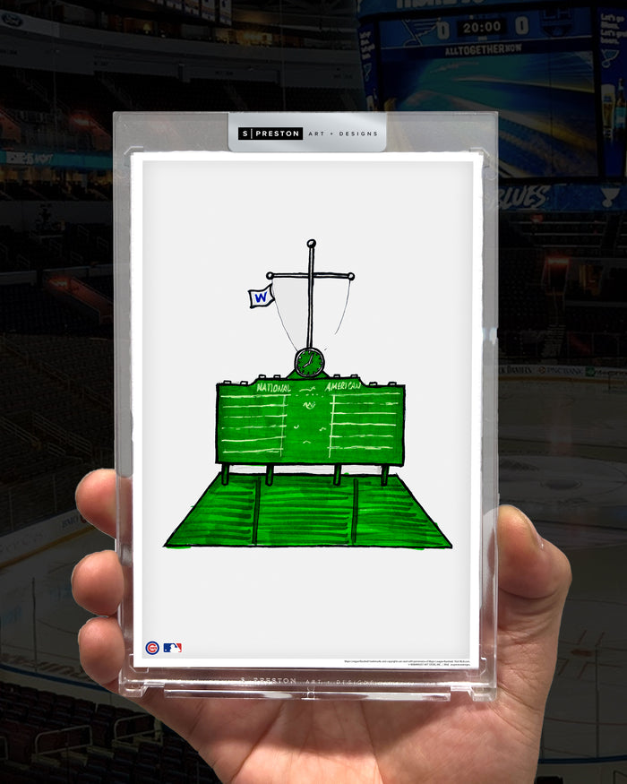 Wrigley Field Ink Sketch Limited Edition Art Slab