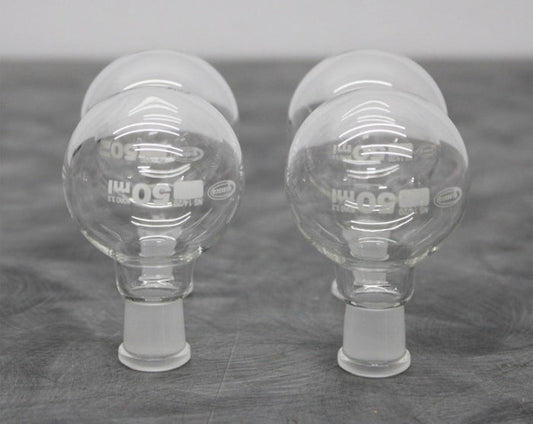 x4 Glassco 50mL Single Neck Round Bottom Boiling Flask with 14/20 Joint