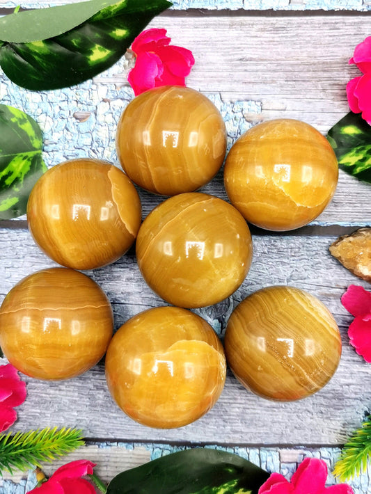Yellow Calcite spheres 2 inches - One Piece only - Shwasam