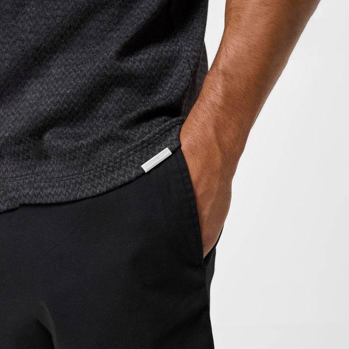 Zigzag Knit Zipped Polo | Black